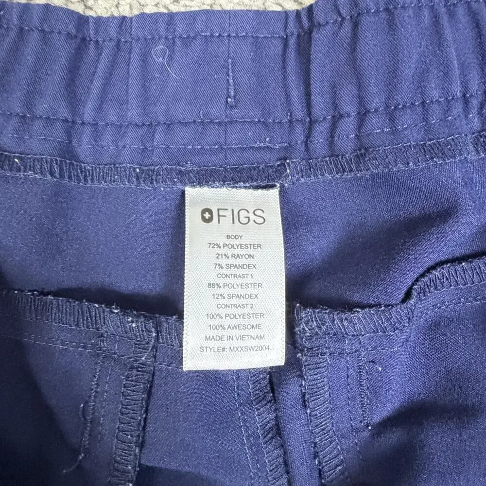 FIGS Scrub Pants Mens M Blue Navy Tansen Jogger Medical Elastic Drawstring Cuff